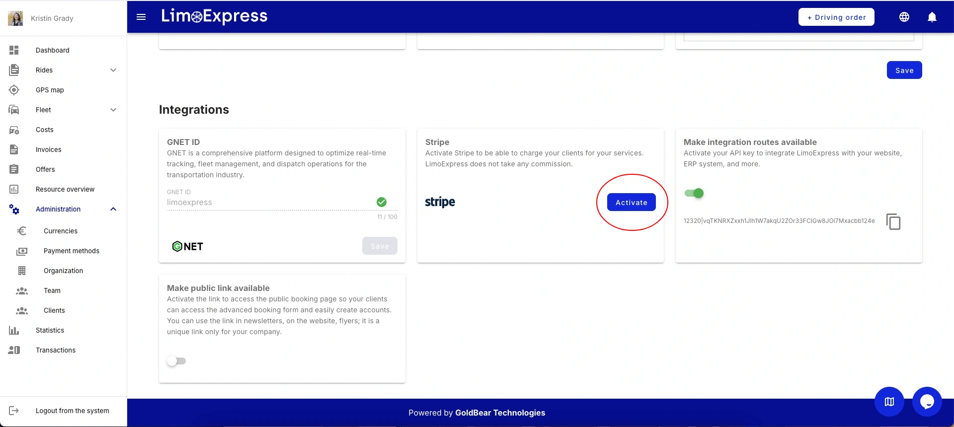 limoexpress software per autisti trasferimento aeroportuale pagamento stripe connect