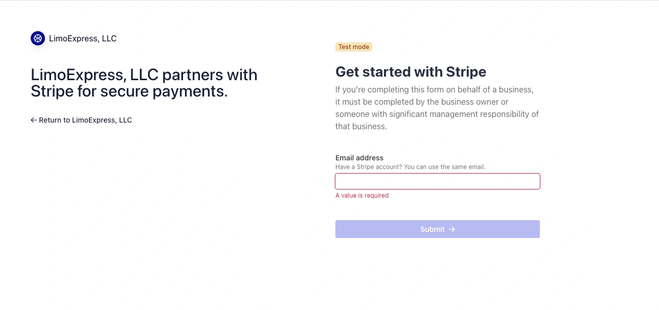 limoexpress software per autisti trasferimento aeroportuale pagamento stripe connect