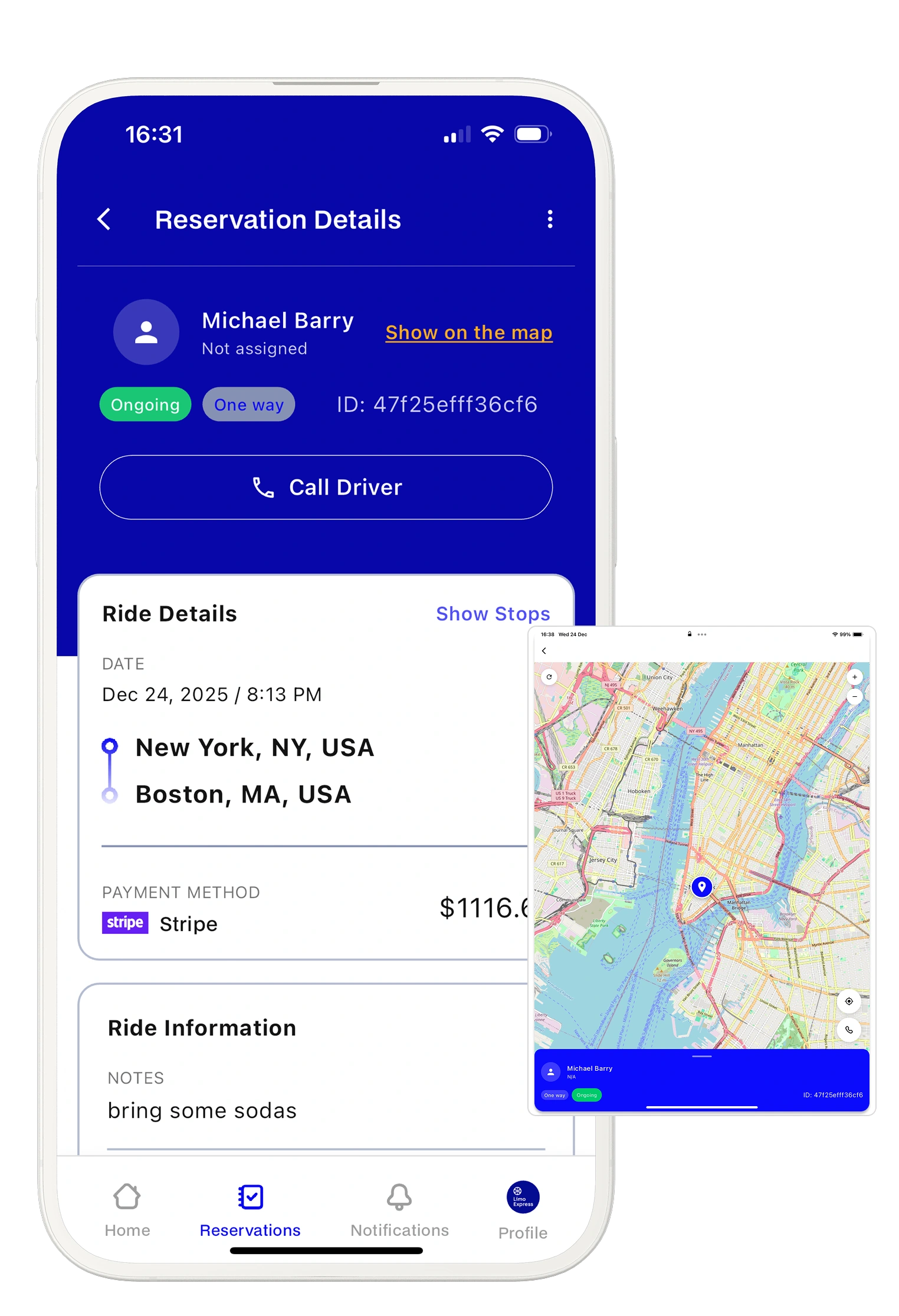 limoexpress passenger app customer app white label branded app